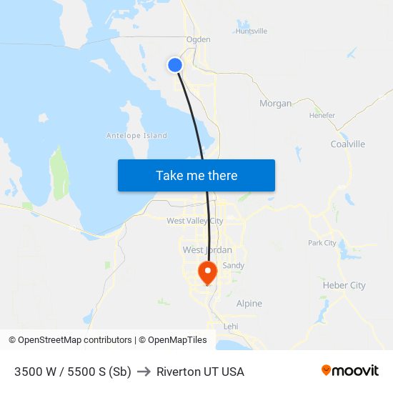 3500 W / 5500 S (Sb) to Riverton UT USA map