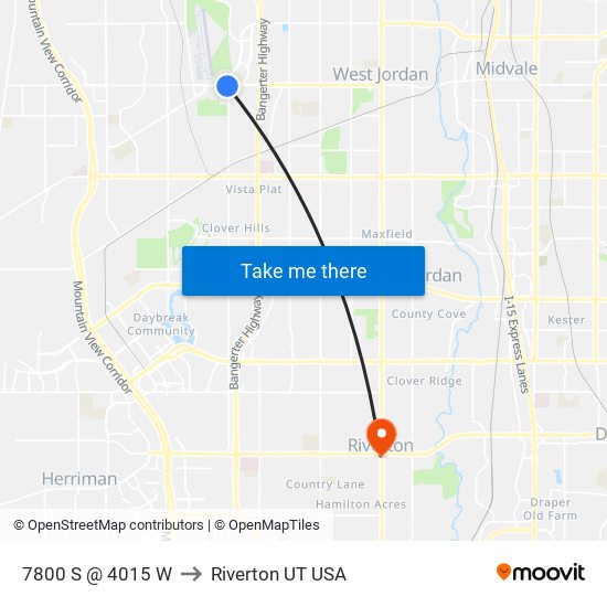 7800 S @ 4015 W to Riverton UT USA map