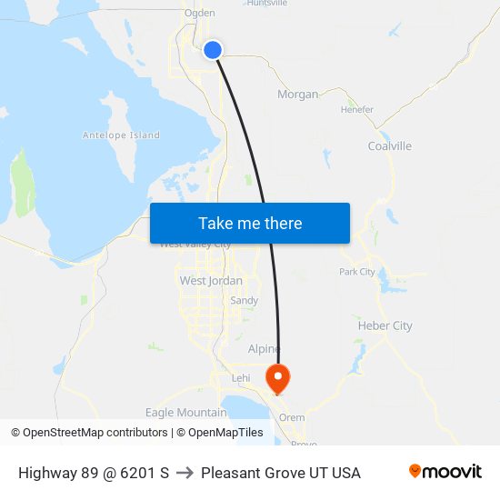 Highway 89 @ 6201 S to Pleasant Grove UT USA map