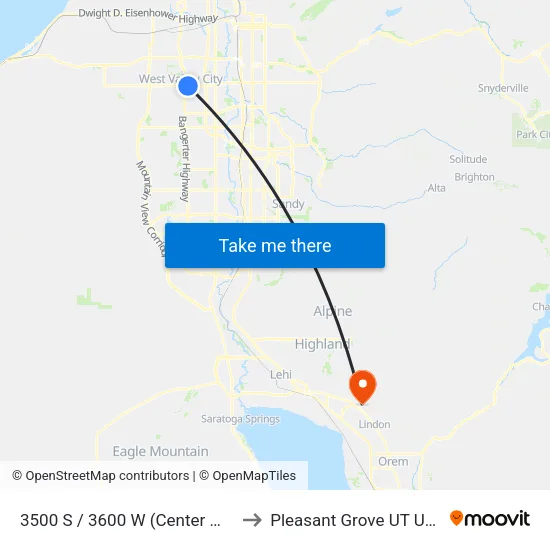 3500 S / 3600 W (Center Wb) to Pleasant Grove UT USA map