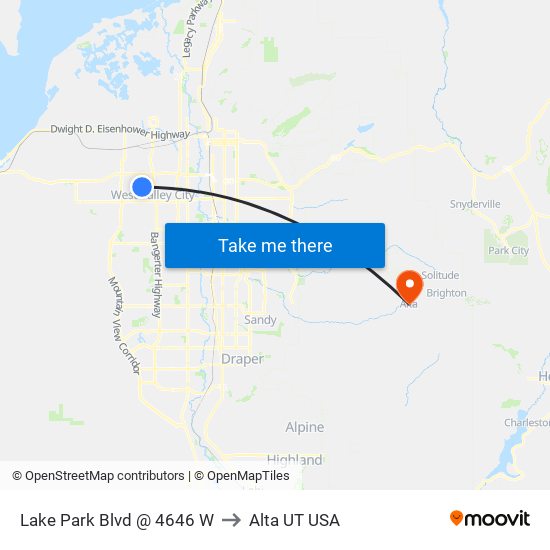 Lake Park Blvd @ 4646 W to Alta UT USA map