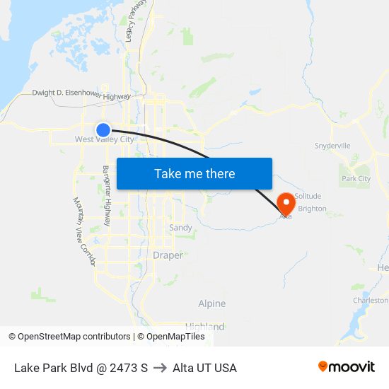 Lake Park Blvd @ 2473 S to Alta UT USA map