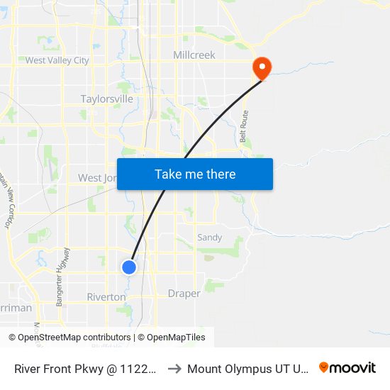 River Front Pkwy @ 11220 S to Mount Olympus UT USA map