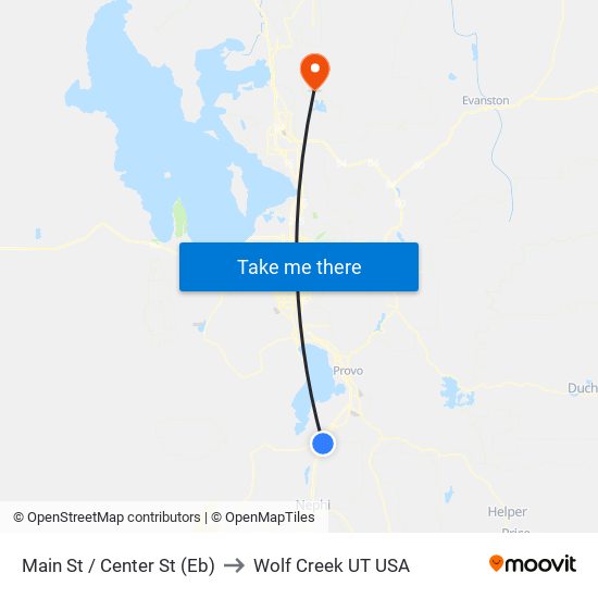Main St / Center St (Eb) to Wolf Creek UT USA map