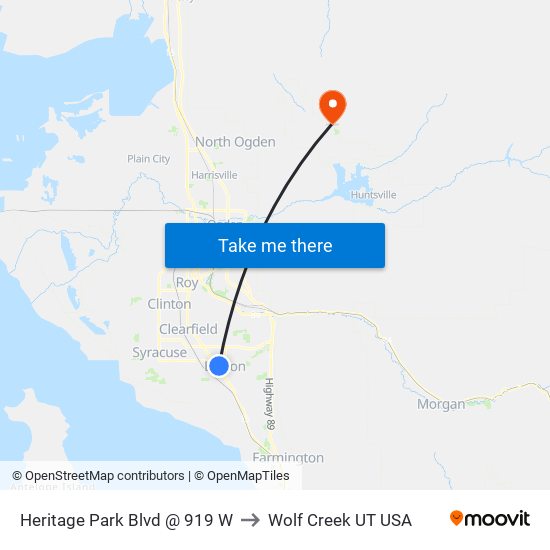 Heritage Park Blvd @ 919 W to Wolf Creek UT USA map