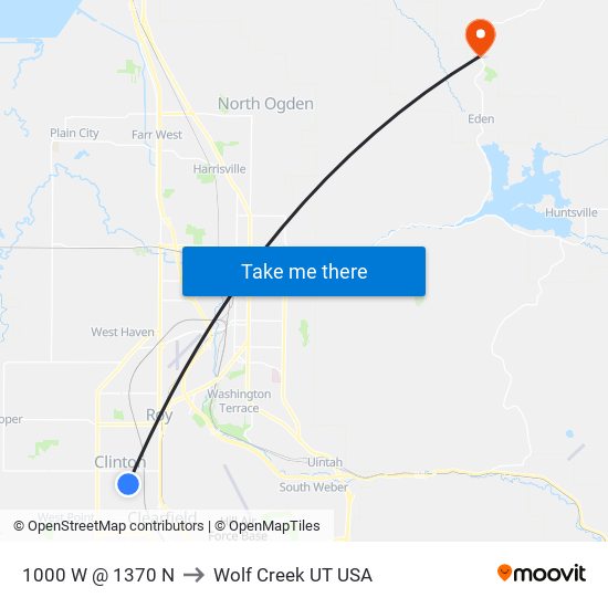 1000 W @ 1370 N to Wolf Creek UT USA map