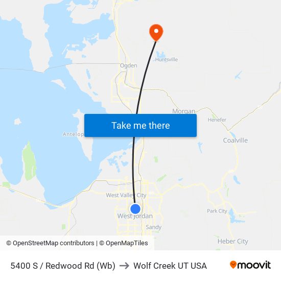 5400 S / Redwood Rd (Wb) to Wolf Creek UT USA map