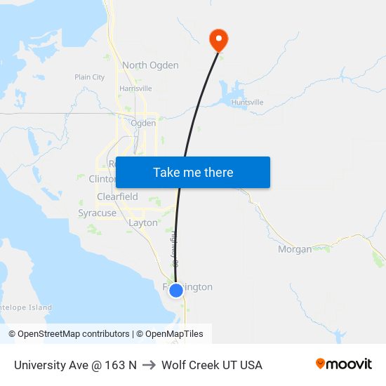 University Ave @ 163 N to Wolf Creek UT USA map