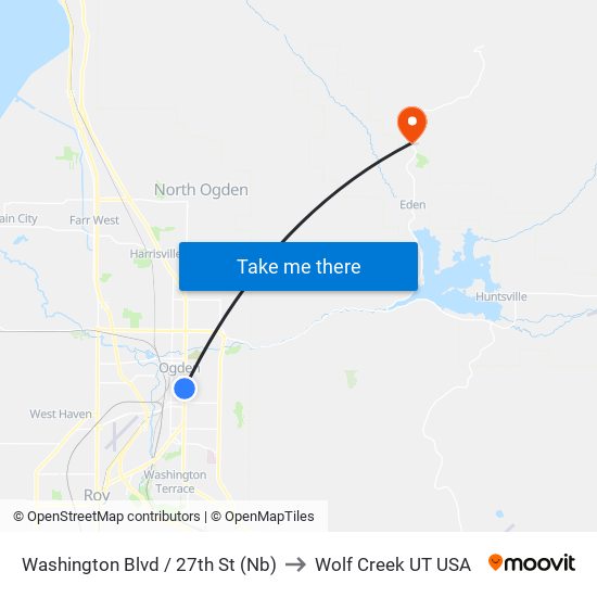 Washington Blvd / 27th St (Nb) to Wolf Creek UT USA map