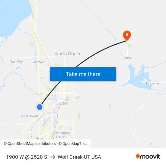 1900 W @ 2520 S to Wolf Creek UT USA map