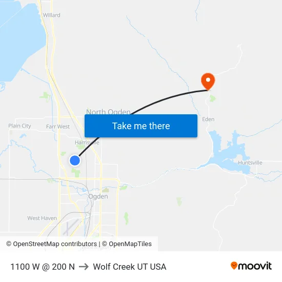 1100 W @ 200 N to Wolf Creek UT USA map