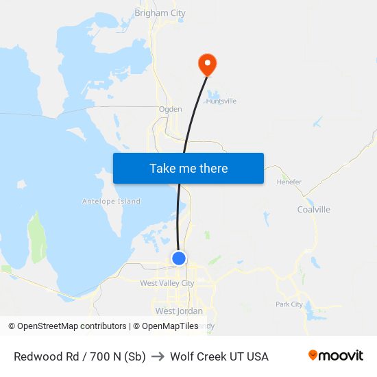 Redwood Rd / 700 N (Sb) to Wolf Creek UT USA map