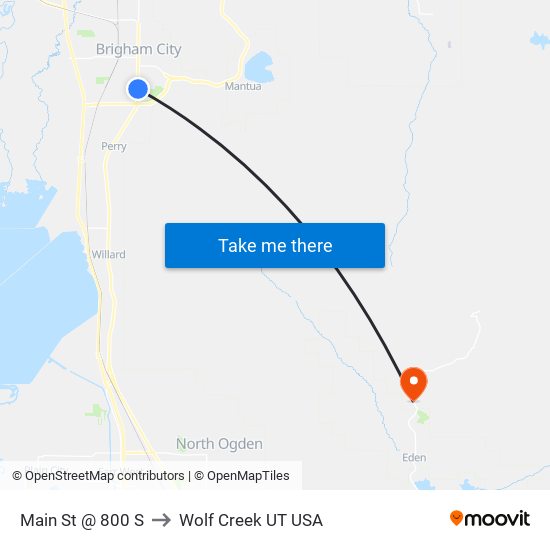 Main St @ 800 S to Wolf Creek UT USA map