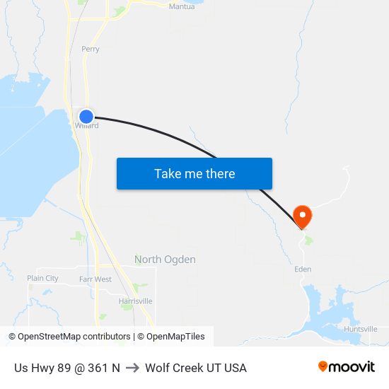 Us Hwy 89 @ 361 N to Wolf Creek UT USA map