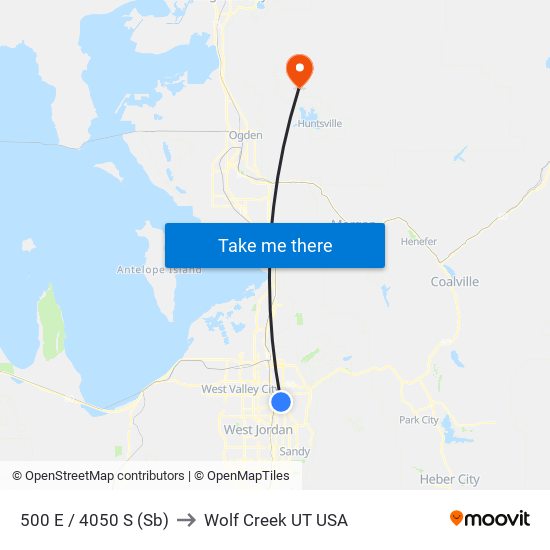 500 E / 4050 S (Sb) to Wolf Creek UT USA map