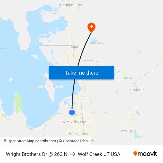 Wright Brothers Dr @ 263 N to Wolf Creek UT USA map