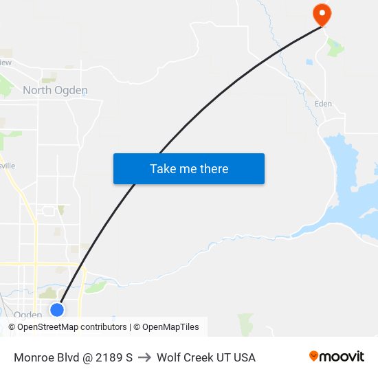 Monroe Blvd @ 2189 S to Wolf Creek UT USA map
