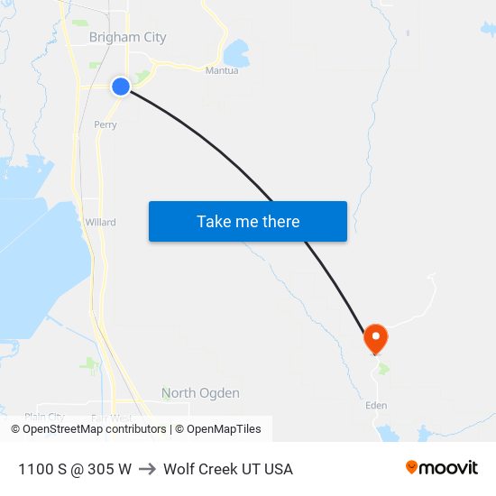 1100 S @ 305 W to Wolf Creek UT USA map