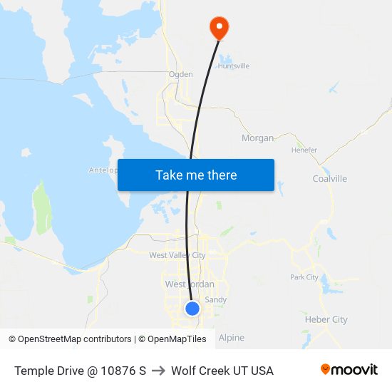 Temple Drive @ 10876 S to Wolf Creek UT USA map