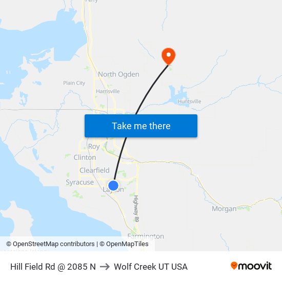 Hill Field Rd @ 2085 N to Wolf Creek UT USA map