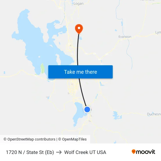 1720 N / State St (Eb) to Wolf Creek UT USA map