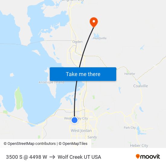 3500 S / 4600 W (Eb) to Wolf Creek UT USA map