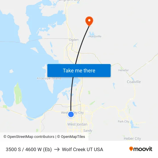 3500 S / 4600 W (Eb) to Wolf Creek UT USA map
