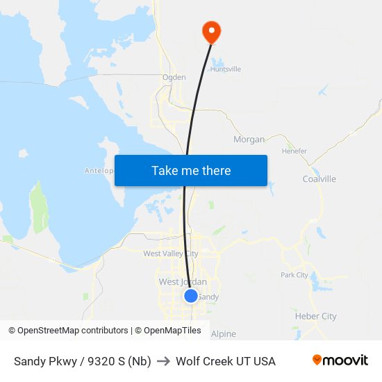 Sandy Pkwy / 9320 S (Nb) to Wolf Creek UT USA map