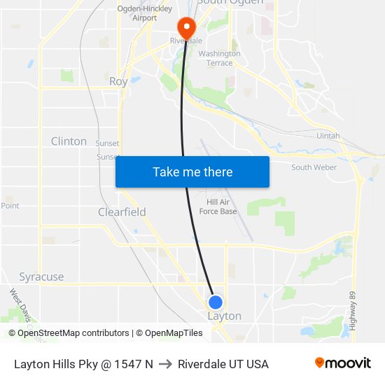 Layton Hills Pky @ 1547 N to Riverdale UT USA map
