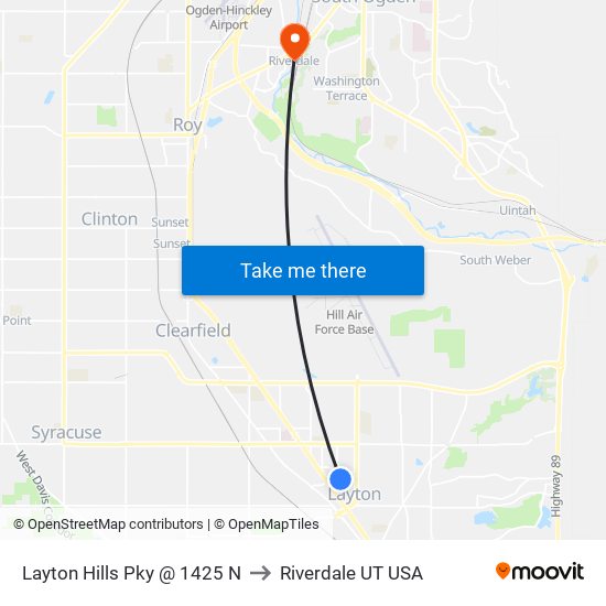 Layton Hills Pky @ 1425 N to Riverdale UT USA map