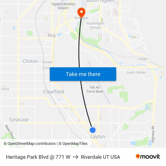 Heritage Park Blvd @ 771 W to Riverdale UT USA map