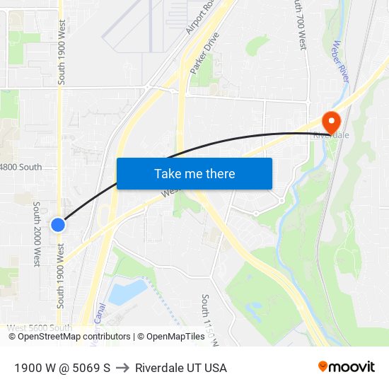 1900 W @ 5069 S to Riverdale UT USA map