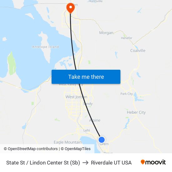 State St / Lindon Center St (Sb) to Riverdale UT USA map