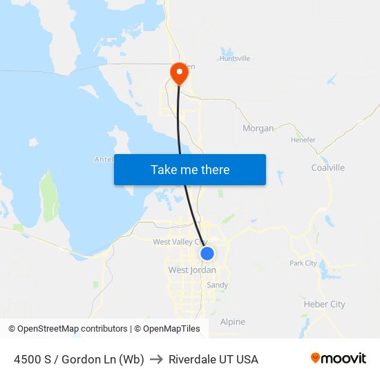 4500 S / Gordon Ln (Wb) to Riverdale UT USA map