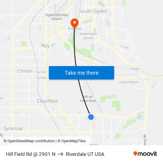 Hill Field Rd @ 2901 N to Riverdale UT USA map