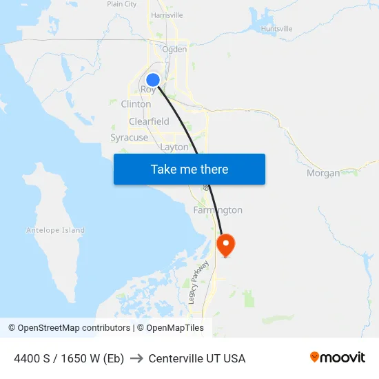 4400 S / 1650 W (Eb) to Centerville UT USA map