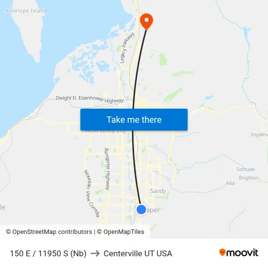 150 E / 11950 S (Nb) to Centerville UT USA map