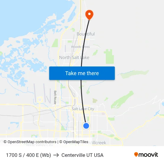1700 S / 400 E (Wb) to Centerville UT USA map