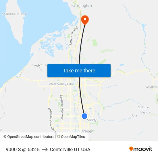 9000 S @ 632 E to Centerville UT USA map