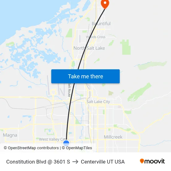 Constitution Blvd @ 3601 S to Centerville UT USA map