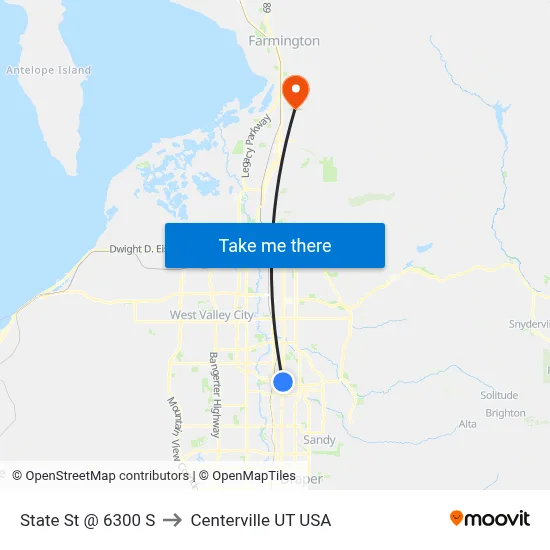 State St @ 6300 S to Centerville UT USA map