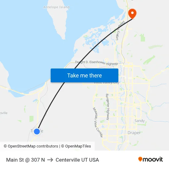 Main St @ 307 N to Centerville UT USA map