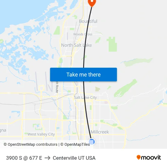 3900 S @ 677 E to Centerville UT USA map