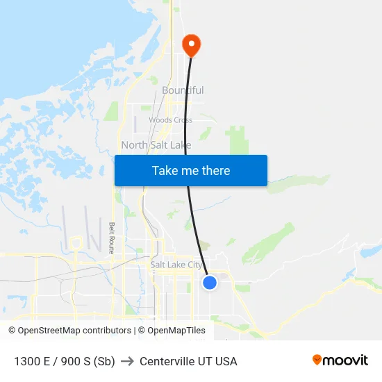 1300 E / 900 S (Sb) to Centerville UT USA map