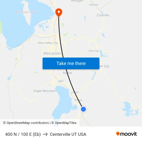 400 N / 100 E (Eb) to Centerville UT USA map