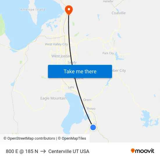 800 E @ 185 N to Centerville UT USA map