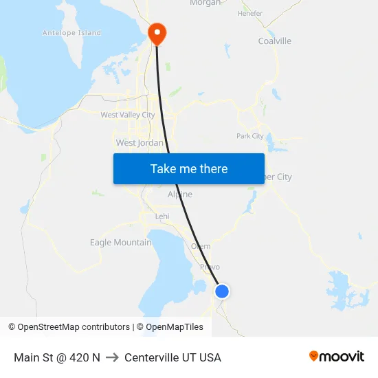 Main St @ 420 N to Centerville UT USA map