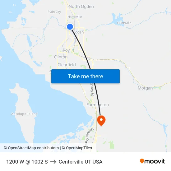 1200 W @ 1002 S to Centerville UT USA map