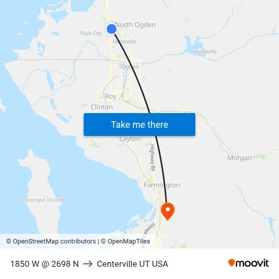 1850 W @ 2698 N to Centerville UT USA map