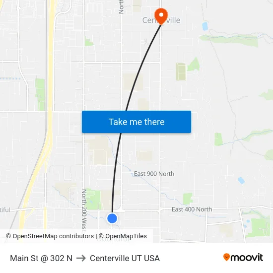 Main St @ 302 N to Centerville UT USA map